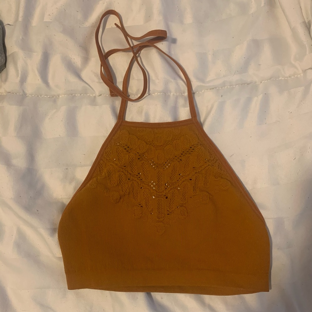 brown hippie crop top